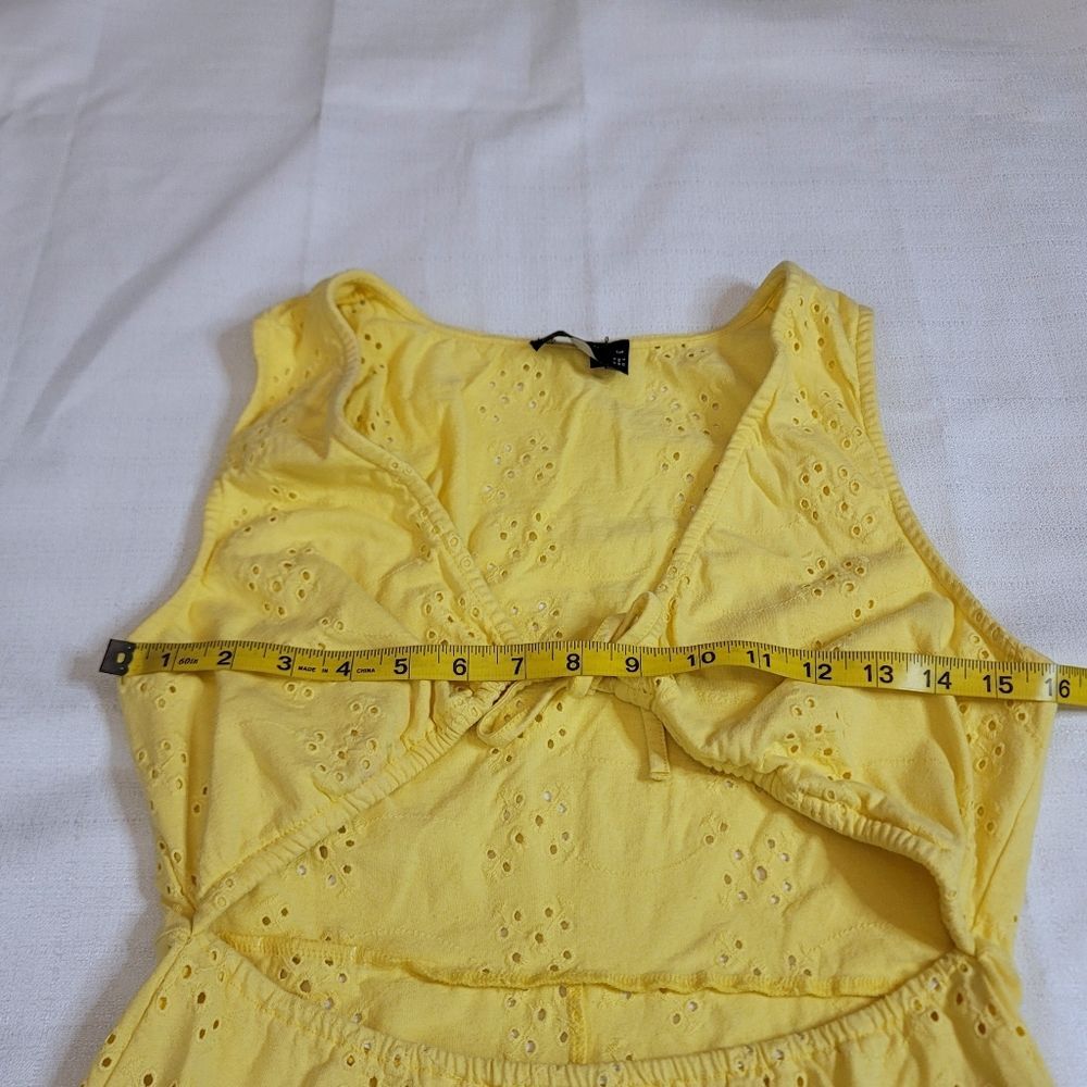 Asos Design Yellow Tie Front Cutout Dress Size 8 Tall - Picture 5 of 9